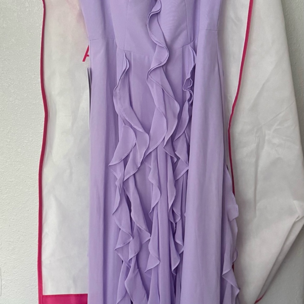 Azazie Lavender Ruffle Front Prom Dress